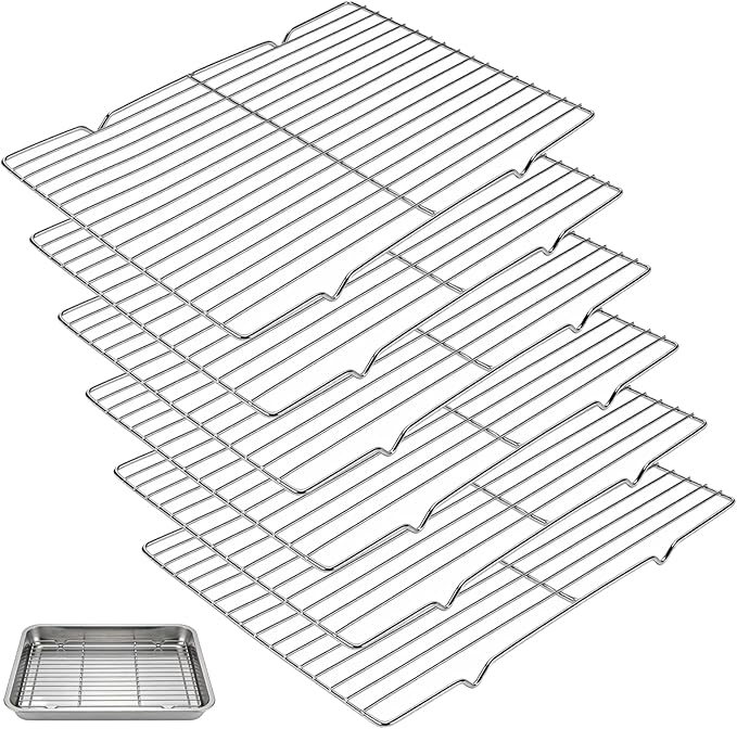6 Pack Grate Cooling Rack, 15x11 Inch Stainless Steel Cooling Racks Wire Rack Rectangular Cooling Racks for Baking, Cooking, Toaster Oven
