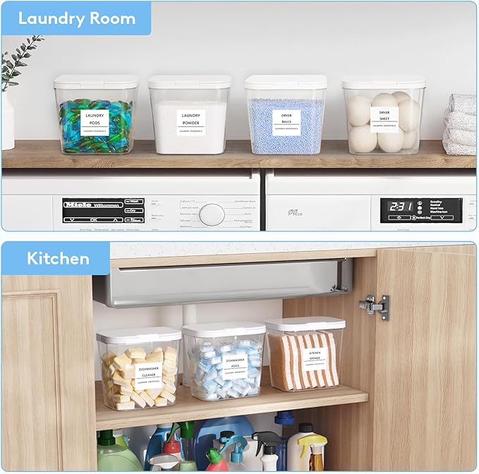 Lifewit Laundry Pods Container with Pop-up Lid, Laundry Room Organization, Dryer Sheet Holder for Washing Powder Scent Booster Beads, 2700 ml/0.72gal,2 Pcs