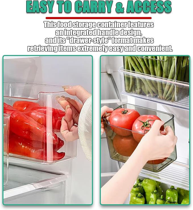 Stackable Crystal Clear Freezer Storage Bins - 2468 Pcs Organizer For Frozen Food, Meat & Veggies, Durable Plastic With Handles For Kitchen Cabinet, Space-saving Solution Green S+L