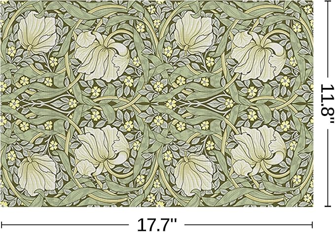 Vintage Floral Placemats Set of 4 William Morris Heat Resistant Table Mats Cottagecore Washable Wipeable Linen Woven Place Mats for Dining Table Mid Century Modern Kitchen Decor 11.8"X17.7"