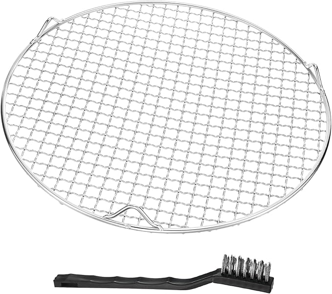 M METERXITY 1 Pack Wire Cooling Racks for Baking with Legs, Round Stainless Steel Cooling Racks for Cooking Baking Steaming BBQ, Dishwasher Safe [12.2'' x 2.6'', Free Cleaning Brush]