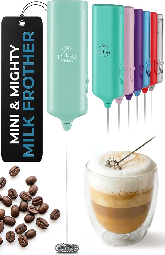 Mini & Mighty Milk Frother Wand – Powerful Handheld Coffee Frother, Battery Operated Drink Mixer – Compact Pocket Size – Detachable Whisk for Latte, Cappuccino, Matcha, Hot Chocolate