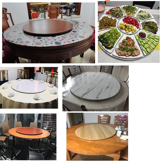 360° Turntable Round Wooden Serving Tray Plate, Smooth Running, Not Easy To Tilt, Large Turntable Lazy Susan For Kitchen, Hotel And Restaurant Tabletop Rotating Serving Plate (Color : Walnut, Size :