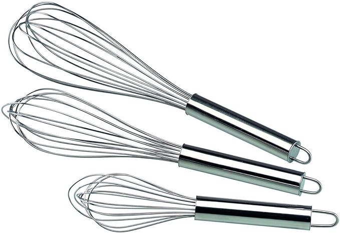 For Set of 3 STAINLESS STEEL BALLOON WIRE WHISK SET WHIP MIX STIR BEAT 8/10/12 inch