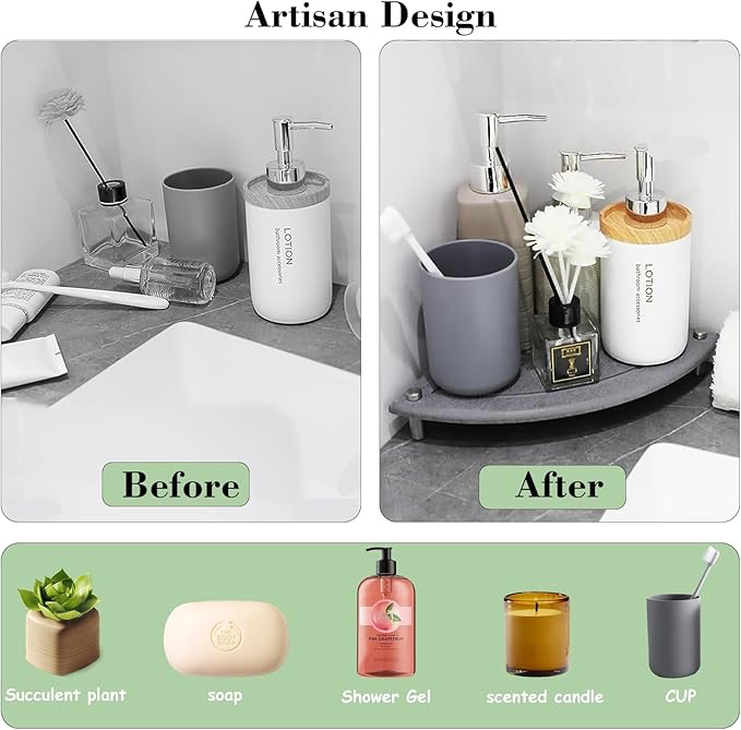 FOWSEEK Stone Drying Tray, Diatomite Instant Dry Sink Organizer for Bathroom Kitchen Counter, Water Absorbing Stone Tray for Sink Sponge Soap Holder Dispenser, Fast Drying Sink Caddy