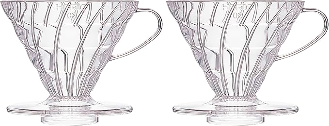 Hario V60 Plastic Coffee Dripper, 02, Clear (Pack of 2)