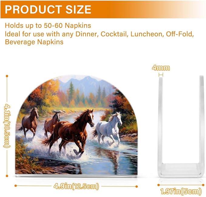 Qilmy Running Horses Napkin Holder for Tables –Napkin Holders for Kitchen, Table Napkin Holders, Cocktail Napkin Holder,Paper Napkins Holder
