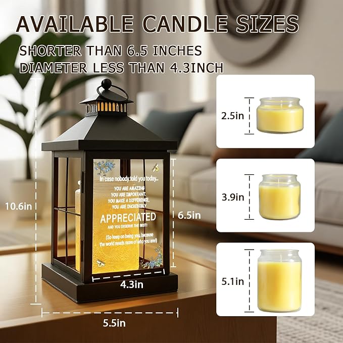Candle Warmer Lamp with Timer,Lantern Warmer Compatible with 3 Wick Candles,Vintage Dimmable Lamp Candle Warmer Lantern with Glass Motivational Quote Desk Sign Decor Home Office Desk Decor