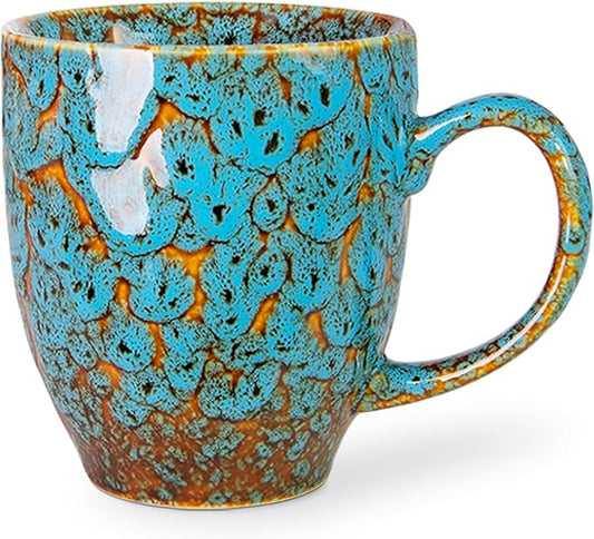 Durable 16 oz Ceramic Blue Coffee Mug, Large Coffee Cup with Ergonomic Handle, Ideal Tea Mug for Home, Office, Gift, Dishwasher & Microwave Safe (coffee, Tea, Hot Cocoa, Latte Cup)