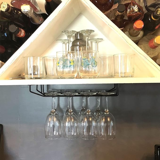 Single slot Wine Glass Rack, Under Cabinet Wine Glass Holder, glass cup Storage Hanger Organizer, Hanging Stemware for Kitchen Bar (Size : 27.5 * 4.8 * 10.8cm)