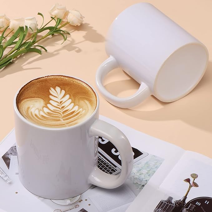 20oz sublimation Blank large Mugs and Big handle set of 2 Professional Grade Mugs White Coated Ceramic Cup for Coffee Tea or DIY Gifts (20oz)