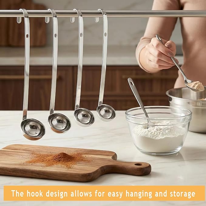 Markeny 4 Pieces Stainless Steel Soup Ladle Metal Handle Ladle with Pouring Rim,1oz/2oz/3oz/4oz Set Ladles for Cooking Soup Sauce