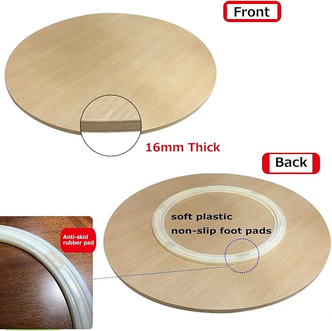 Kitchen Lazy Susan Large Wood Turntable For Round Table - Swivel Serving Tray - 360 ° Flexible Rotation For Easy Share All Foods, One Piece With Bearing, No Need To Install (Color : Wood, Size : 100