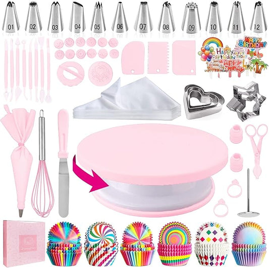 Cake Decorating Kit,Piping Bags and Tips Set,Cake Decorating Supplies,Frosting Piping Kit,Cake Baking Supplies for Beginners (255PC)