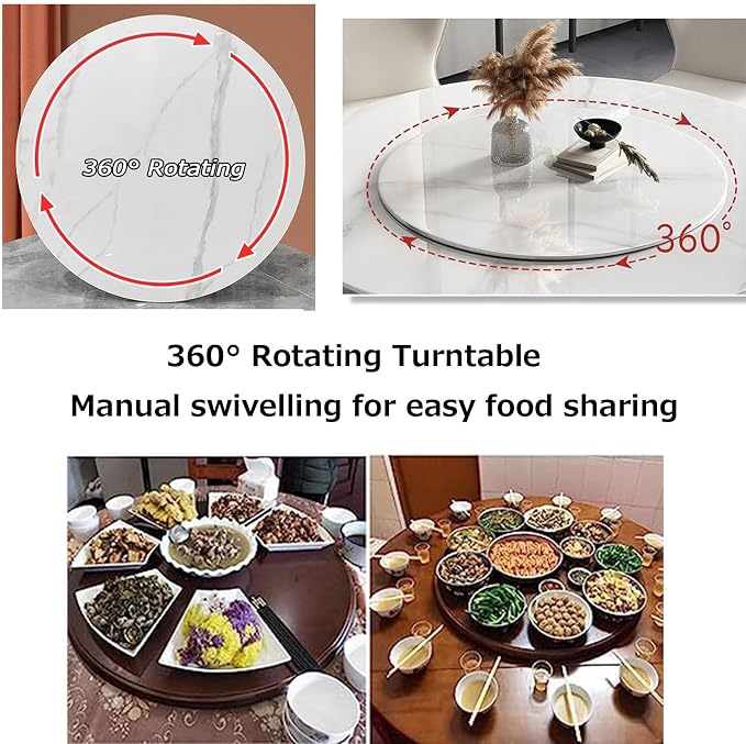 Dining Table Turntable Round Wooden Lazy Susan Serving Tray Large Ø50cm~100cm, 360° Rotating Tabletop Service Plate, Easy to Share Food, for Hotel Banquet Kitchen Swivel Plate(Black,Ø100cm)