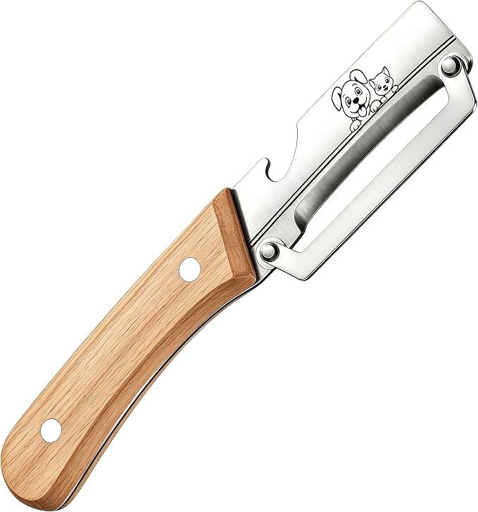 TEEVEA Multifunctional Vegetable Peeler, Zero Flex & Zero Snag, Stainless Steel with Wooden Handle, 2 in 1 Peeler with Bottle Opener for Fruit Potato Apple Carrot