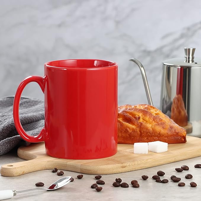Large Coffee Mugs, 22 OZ(650ml) Extra Coffee Mug Set of 2, Smooth Ceramic Boss Cups, Big Capacity and Large Handle, for Dad Men, Red