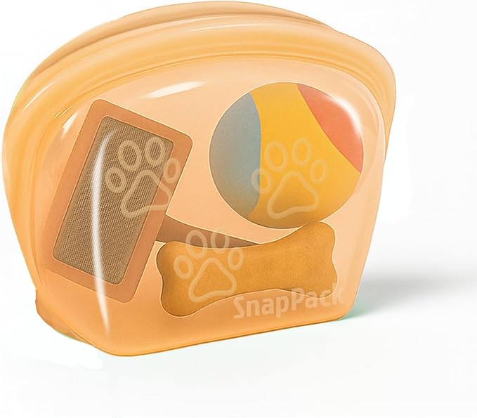 MODERN-X SnapPack Premium Silicone Reusable Pet Storage Stand-Up Bags, Pet Duo Set, Microwave, Dishwasher, Oven and Freezer Safe, BPA Free, Leak-free, and Eco-friendly (Single - Peach 1000ml) | Silicone Travel Bag
