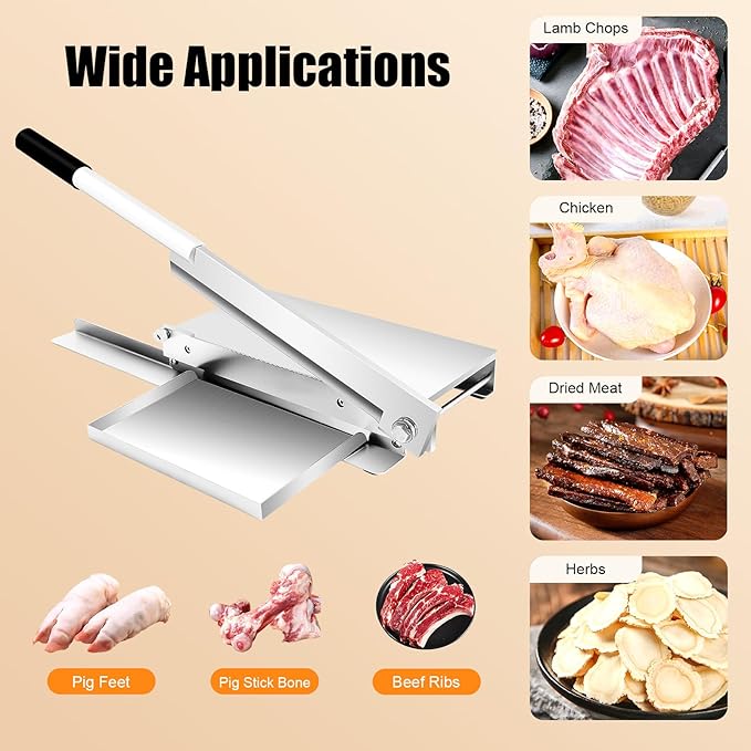 Manual Meat Bone Cutter Slicer Heavy Duty Chicken Cutting Machine with Blade Bone Chopper for Beef Goat Pig Fish Butcher Commercial Kitchen