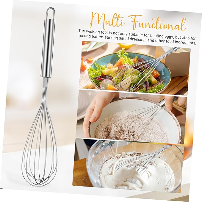 Stainless Steel Balloon Whisk Hand Whisking Tool for Cooking Mixing and Beating Eggs Comfortable Grip Multi Functional Kitchen Utensil for Baking and Food Preparation