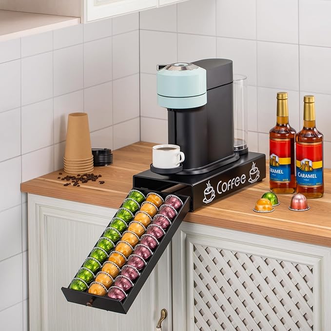 Nespresso Pod Holder Pod Drawer Cabinet Pod Storage Rack For Counter,8.3'' Wide by 16.5'' Deep by 3.5'' High (30 Pods)