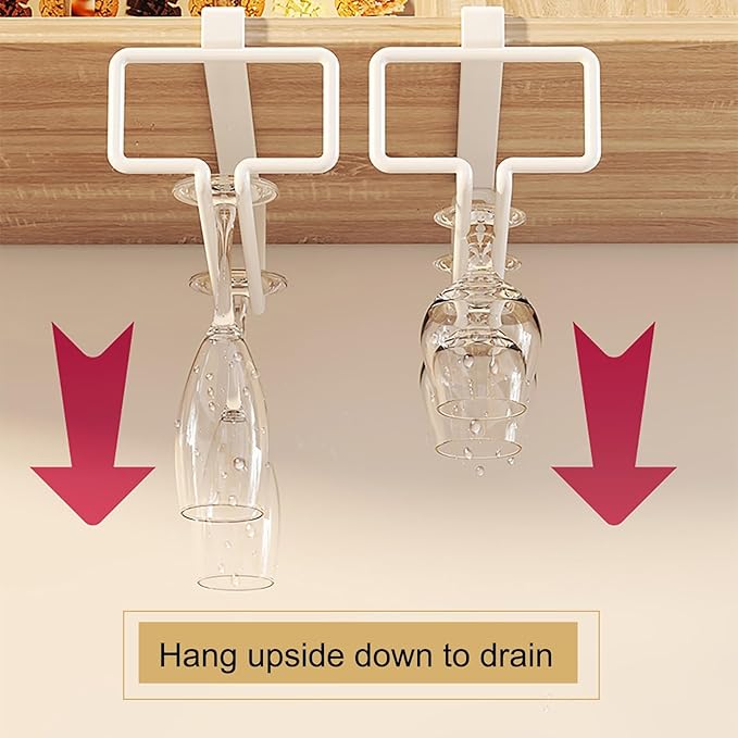 Wine Glass Holder, Hanging Wine Glass Rack Under Cabinet, Wine Glasses Rack Organizer, Wine Glass Drying Rack, Complete Your Home Bar & Kitchen Storage(White)