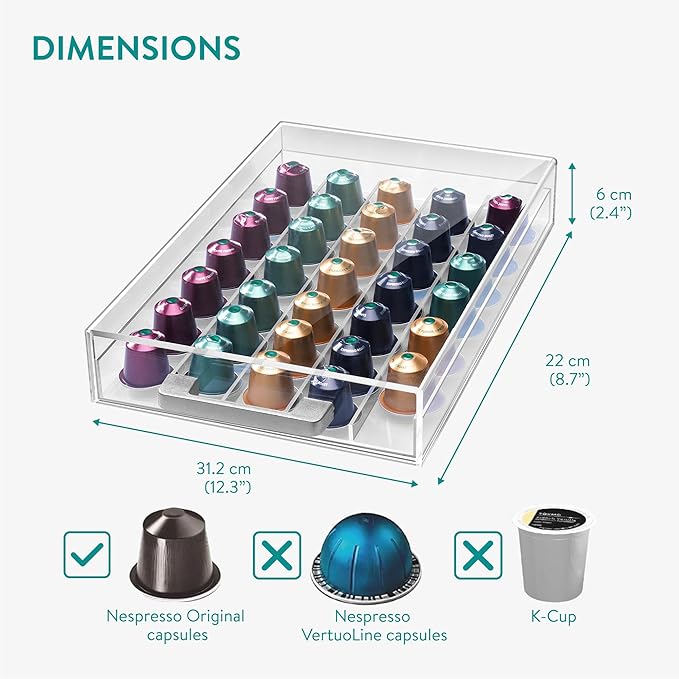 Navaris Acrylic Coffee Pod Holder - Transparent Coffee Capsule Storage - Easy-to-Use Coffee Pods Organiser, Machine Stand & Space Saver - Coffee Station Pod Holders - An Ideal Gift