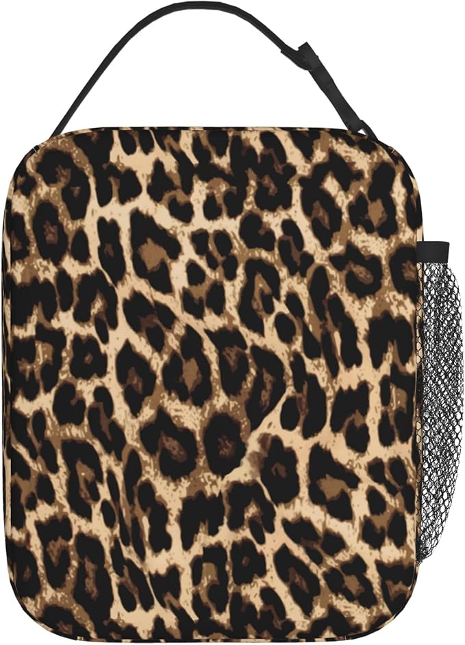 Leopard Cheetah Print African Animal Hunting Insulated Lunch Bag Portable Reusable Zipper Lunch Box For Men Women Work Picnic Travel Camping