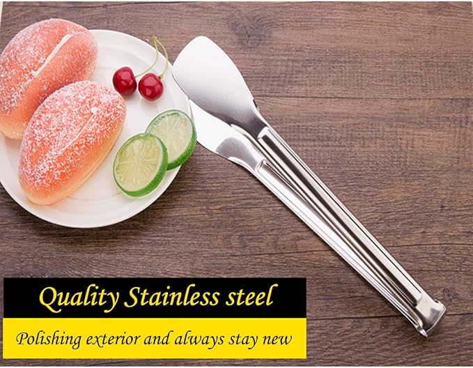Tenta Kitchen 2Pcs 9-Inch Cooking Tongs, Stainless Steel Serving Tongs for Barbecue, Cooking, Salad, Grilling, Serving and Frying