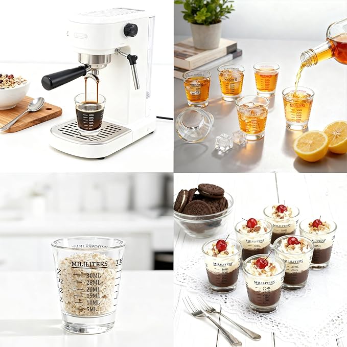 30ml Shot Glass Measuring Cup,Heavy Base Shot Glasses Set for Vodka, Whiskey, Tequila, Espressos, Milk,Juice (red)