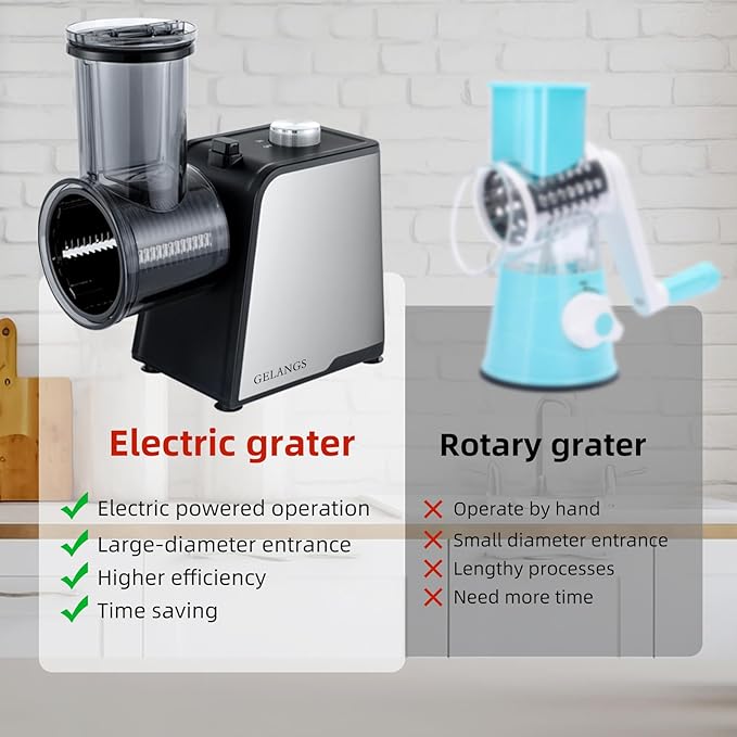 5 In 1 Electric vegetable slicer，300W Electric Cheese Grater Salad Shooter, One-Touch Easy Control, Electric Grater for Vegetables, Cheeses and NutsFor Home Kitchen