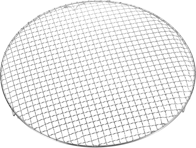 HARFINGTON Round Cooking Rack 16-inch 201 Stainless Steel Cross Wire Barbecue Grill Net with 20mm Legs for Cooking Baking Steaming BBQ