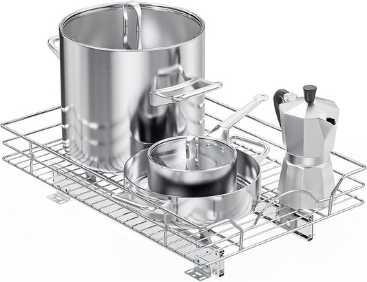 LOVMOR Pull Out Cabinet Organizer and Storage 14" W x 21" D, Slide Out Shelves for Kitchen Cabinets