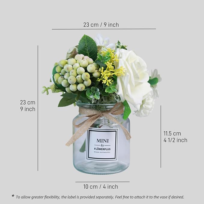 Faux Flowers in Vase for Vanity Decor, Centerpieces for Tables Office Desk Valentine's Day Gift, Artificial Flowers With Vase for Nightstand