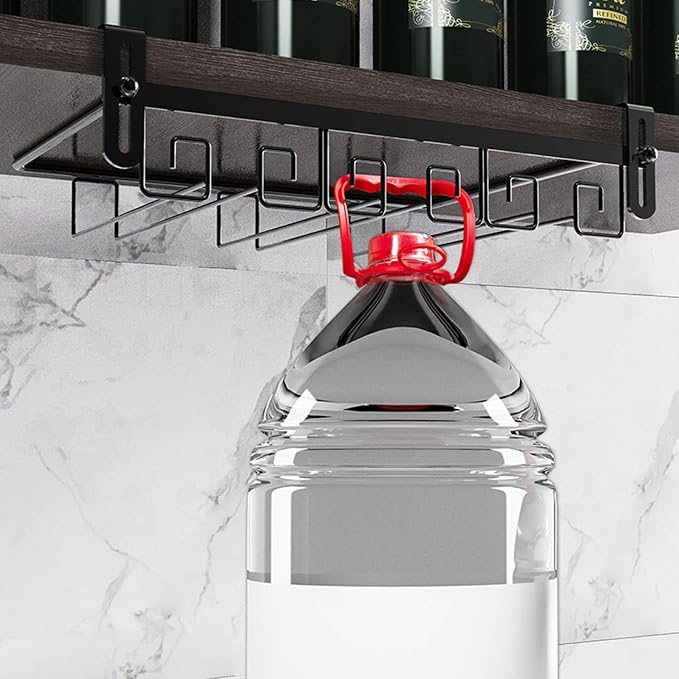 Under Cabinet Wine Glass Rack, Punch-free Stemware Rack, Hanging Stemware Holder, Adjustable Under Shelf Glasses Storage Hanger, Metal Organizer, For Cabinet Kitchen Bar