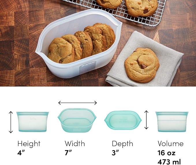 Zip Top Reusable Food Storage Bags | Small Dish [Peach] | Silicone Meal Prep Container | Microwave, Dishwasher and Freezer Safe | Made in the USA
