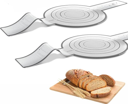 UBeesize 2 Pack Thickened Silicone Bread Sling, Reusable Sourdough Bread Baking Mat For Dutch Oven 2-8 Qrt, Non-Stick, Easy To Clean, With Extra Long Handles Bread Baking Sheet Liner, Grey