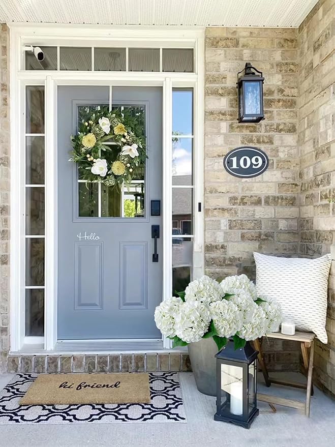 ZYTUYO 5 Pcs White Silk Hydrangeas Aritificial Flower Boho 20'' Faux Dried Touch Hydrangeas for Spring Indoor Home Decor Kitchen Living Room Porch Outdoor Wedding Flower Arrangement