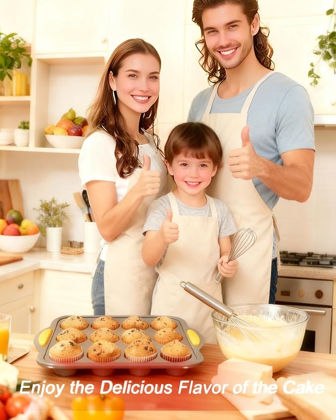 12-Cups Foldable Silicone Muffin Pan with Metal Reinforced Frame - Non-Stick Heat-Resistant Baking Mold for Muffins, Cupcakes, Mini Treats - Easy Storage Silicone Baking Pan, 7-Piece Baking Set
