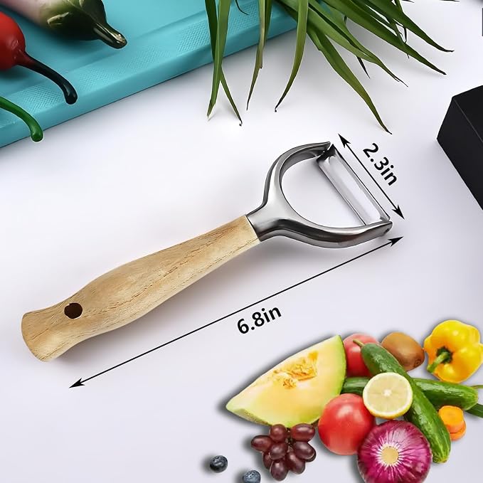 Vegetable Peelers For Kitchen,Stainless Steel Potato Peelers,Swivel Fruit Peeler Featuring Sharp And Durable Blades,Can Be Quickly Peeled,Ergonomic Solid Wood Anti Slip Handle