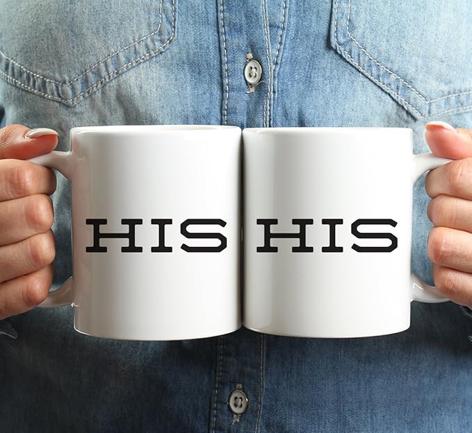 Andaz Press Funny Couples 11 oz Ceramic Coffee Mugs, His, His, His and Hers Coffee Mug Set of 2, Valentines Couples Mugs for Him and Her, Mr and Mrs Mugs, Couple Mugs for Husband and Wife
