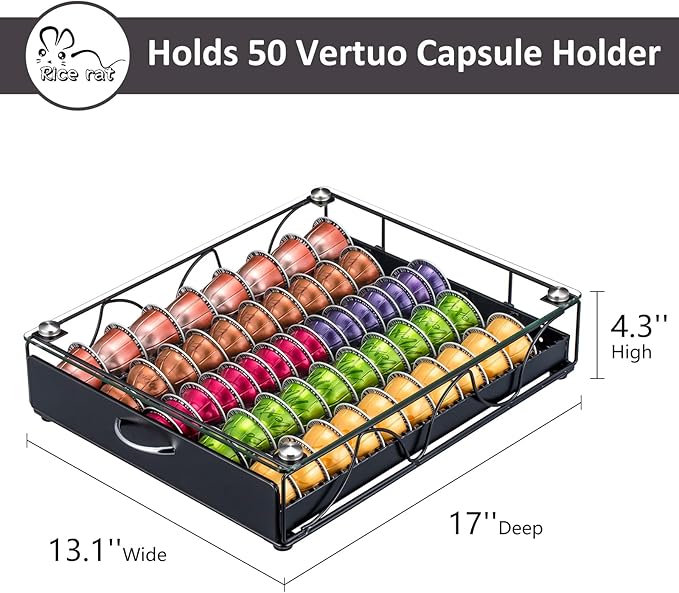 Capsule Holder Drawer for With Glass For Cabinet Vertuo Pod Storage Rack For Counter