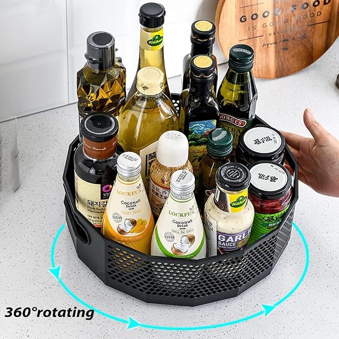Lazy Susan Turntable Kitchen Storage Organizer Round Plastic Non Skid Spice Rack for Cabinet Pantry Fridge Countertop Vanity - 2 Sizes (White, 12 Inch)