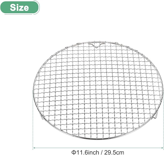 M METERXITY Cooling Rack, 11.6" Round Stainless Steel Baking Rack with 20mm Legs for BBQ/Cooking/Roasting/Grilling/Steaming/Drying, Wire Cooling Rack for Baking [Silver]