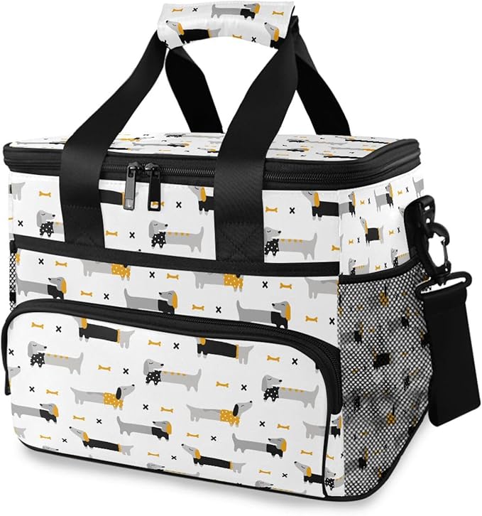 Cute Dogs Dachshunds Lunch Bag for Women Men 15L Insulated Lunch Box Large Leakproof Cooler Bag with Adjustable Shoulder Strap for Adult Work Picnic