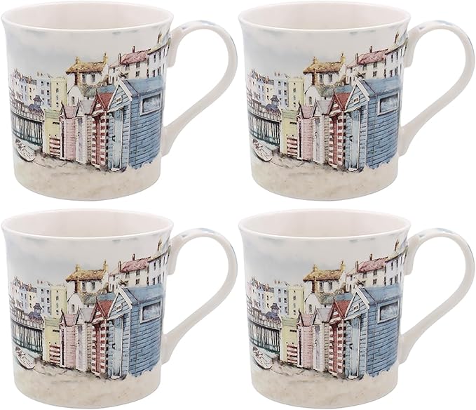 Lesser & Pavey Sandy Bay Mugs Set of 4 | Ceramic Coffee Mugs Set for Home or Work | Premium Design Mugs Set for All Occasions | Lovely Mugs for Tea, Coffee & Hot Drinks - Macneil Studios