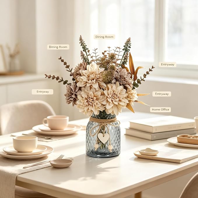 Leftover Faux Flowers in Vase,Table Centerpieces for Dining Room,Flower Centerpieces for Tables,Artificial Flowers,Kitchen Decor,Coffee Table Decor