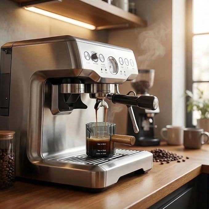 4 oz Espresso Measuring Cup Set of 2, Double Shot Glass for Ristretto Lungo, Thick Glass with Dripless Spout, Coffee Bar Accessories