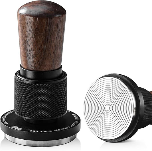 Bincoo 51mm Espresso Tamper,30lb Consistent Pressure Coffee Tamper with Stainless Steel Ripple Base,Barista Espresso Tamper Wood Handle for Home Coffee Espresso Accessories (Black, 51mm)