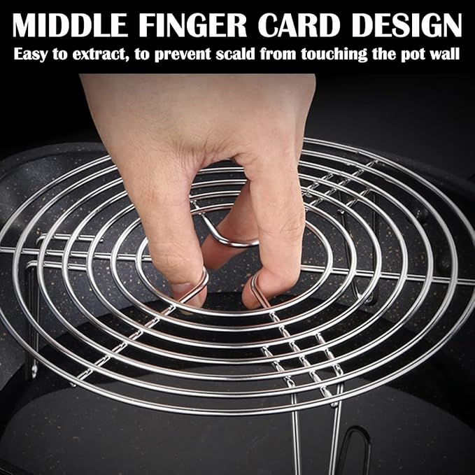 DOERDO Round Cooking Rack Cooking Trivet Rack Stand Stainless Steel Steamer Rack for Baking Canning Cooking, 16x16x7CM